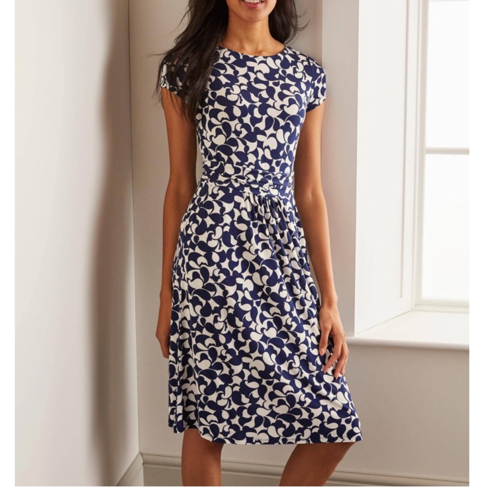 Boden Amelie Dress Jersey Knit Pockets Navy